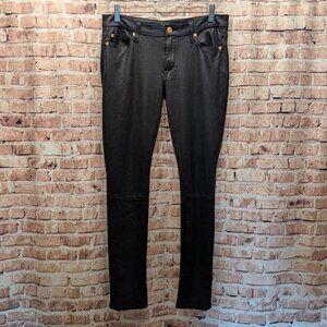 7 For All Mankind Pants Crackled Stretch Faux Leather Seamed Legging Size 27
